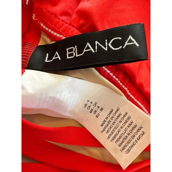 La Blanca Womens Red V-Neck One-Piece Swimsuit US Size 4 - Picture 4 of 6